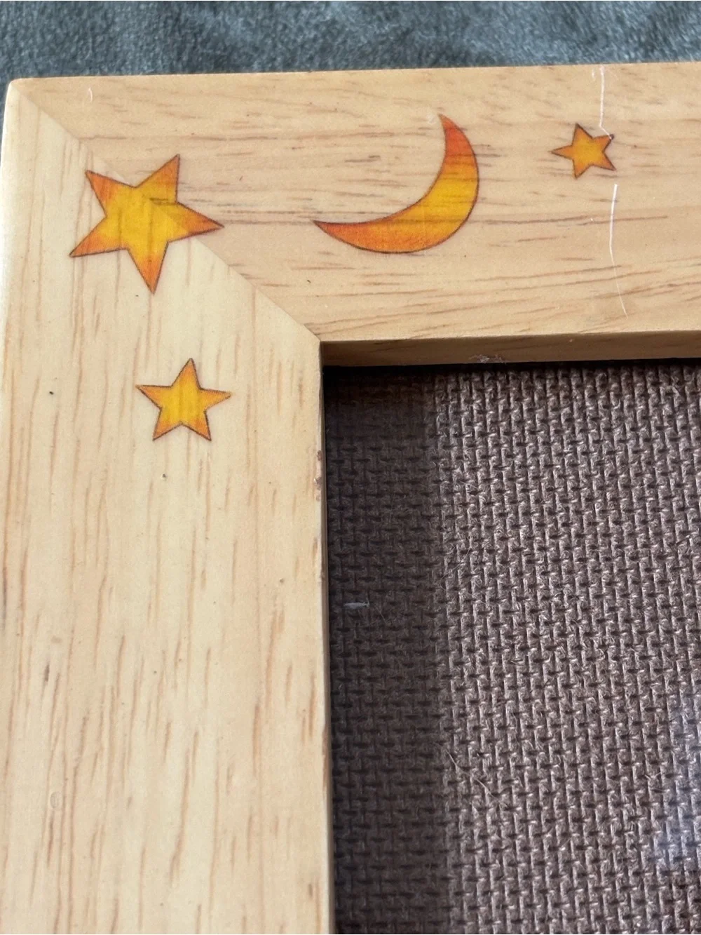 Rare Vintage 90s Handcrafted/Painted Triple Window Wooden Nursery Photo Frame